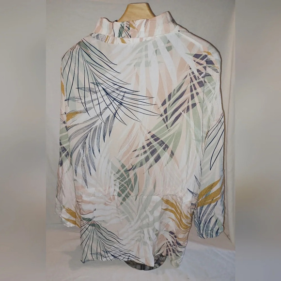 A Molly Bracken Palm Beach Tie Jacket Blouse Kimono - Picture 3 of 4